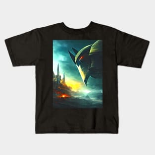 Human/Alien War - Capitol Invasion - AI Generated Sci Fi Concept Art - Kids T-Shirt